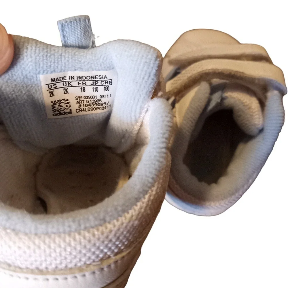 Adidas Baby Crib Shoes Blue White 3 Stripes Soft Sole Sneakers Unisex Size 2K